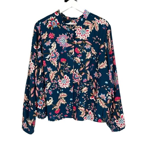 DG2 Diane Gilman Jacket Plus Size 2X Floral Teal Pink Full Zip L/S Pockets NWT - Picture 3 of 16